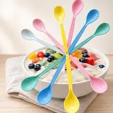 kit 12 colheres plástico merenda escolar infantil idoso colorido resistente sobremesa sorvete almoço