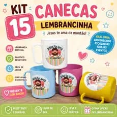 Kit 15 caneca jesus ama montão lembrancinha igreja cristã edm presente creche personalizada