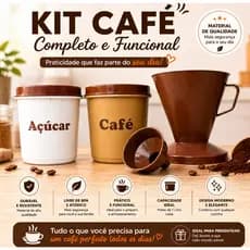 Kit Café Completo 1L Com Filtro 103 Potes Açúcar e Café Porta Mantimentos Cozinha tampa rosqueável