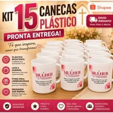 15 xicaras plástico mulher virtuosa decorada Kit canecas personalizada presente Igreja lembrancinha