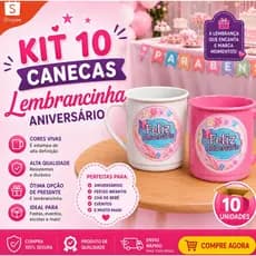 10 caneca lembrancinha aniversário menina festa infantil kit festa barato presente resistente