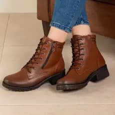 Bota Coturno Feminina Cano Médio com Zíper Confortável Leve Salto 5cm Antiderrapante,Moda Casual Country