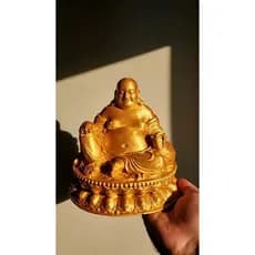 Buda Dourado da Sorte GRANDE com finalização individual Prosperidade, Paz e Fortuna Sempre com Você!