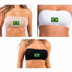 Kit com 3 tope tomara que caia sem bojo não transparente com estampa do BRASIL