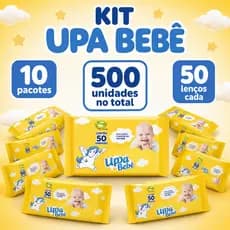 Kit 500 Lenços Umedecidos Bebe Upa 10 Pacotes 50un Pele Sensivel
