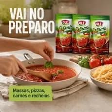 Kit 3 Extrato de Tomate Olé Sachê 1,02kg Cada Total 3,06kg para Molhos Massas e Pizza