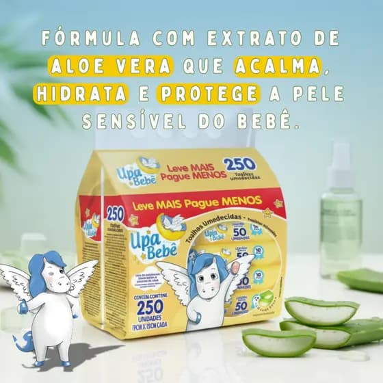 Lenço Umedecido Bebê Upa 250 Unidades Kit 5x50 Melhor Custo Benefício