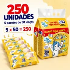 Lenço Umedecido Bebê To Umed Upa Kit 5x50 Unidades Total 250 Uso Diário