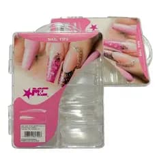 Unha Tips Bailarina Extra Longa M&C Cx 100 Peças Transparente/Natural