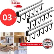 Porta Xícaras Canecas e Utensílios para Pendurar no Armário Suporte de Metal Kit 2 ou 3 Peças