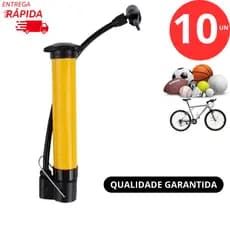 Kit 10 Bomba de Ar Vertical Com 1 Bico de Inflar Encher Pneu Bola Priscila Bicicleta 25cm Linha Resistente Premium