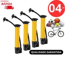 Kit 04 Bomba de Ar Vertical Com 1 Bico de Inflar Encher Pneu Bola Priscila Bicicleta 25cm Linha Resistente Premium