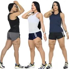 Conjunto Fitness Regata e Short feminino Dry Fitness para Atividade Física e Academia