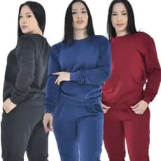 Blusa Moletom Feminina de Frio Flanelado Blusão Casaco Peluciado com Bolso Cangurú