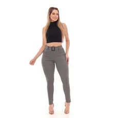 Calça Cinto Fake Tecido Crepe