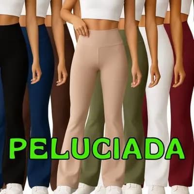 Calça flare boca de sino peluciada estilo bailarina zero transparencia Suplex Felpado