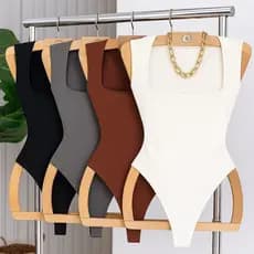 Kit 2 Body Suplex Collant Feminino Regata Blusa Decote Quadrado com Forro Premium moda verão