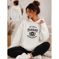 Moletom Canguru Harvard University Massachusetts College Flanelado Com Capuz Unissex Casual