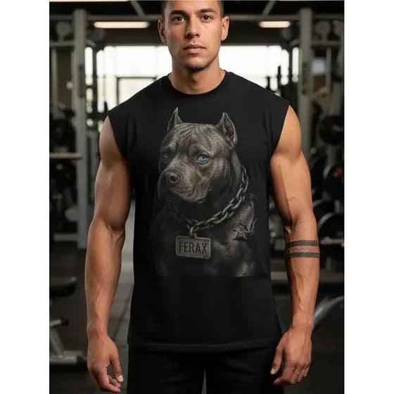 Regata Machão Academia Masculina Pitbull Feroz Estampa Exclusiva Regata Machão Casual
