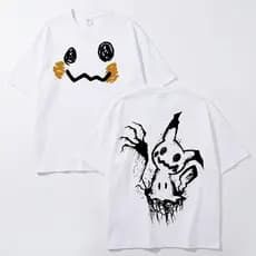 Camiseta Unissex Mimikyu Pokemon Estampada Frente Costas Dark Aesthetic Cute Otaku Tumblr