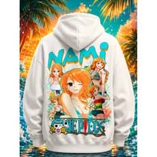 Moletom Nami One Piece Anime Flanelado Premium Unissex Capuz Bolso Canguru Streetwear
