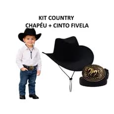 KIT CHAPÉU COUNTRY RODEIO INFANTIL + CINTO FIVELA COUNTRY MENINO