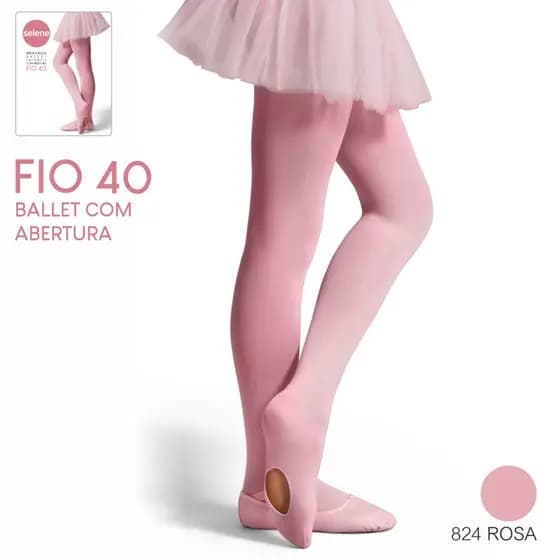 Meia-calça conversível de Ballet, Jazz, Sapateado Infantil Selene com abertura no pé.