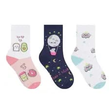 Kit 3 pares de meias infantil menino ou menina selene