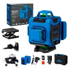 Nível Laser 4D Verde 16 Linhas com Controle Remoto, Tripé e Maleta – Alta Precisão e Resistência