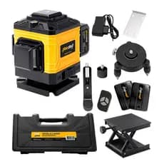 Nível a Laser 3D 12 Linhas Verde Autonivelante Profissional com Controle Remoto e Baterias