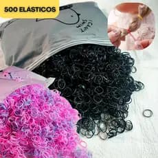 2000 Elásticos de Cabelo Silicone Infantil Preto e Rosa Não Quebra o Fio Faixa de Cabelo Forte