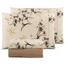 Jogo De Lençol Elegance Estampado Percal 180 Fios 100% Algodão Elástico Ponto Palito Queen 4 Peças