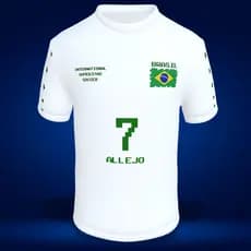 Camiseta Futebol Unissex Brasil Craque Allejo Camisa de Futebol Video Game Super Nintendo