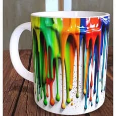 Caneca 325ML Porcelana 3D Efeito Tinta Escorrendo / Caneca Pintura Real 3D