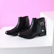 Bota Feminina Cano Curto Médio Coturno Zíper Exclusiva Blogueira Moderna Moda