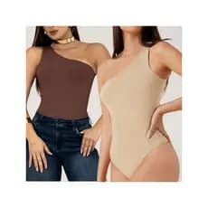 Kit 2 Body Feminino Mula Manca | Alça Única Assimétrica | Tecido Premium | Tamanho (Veste 36 ao 40)