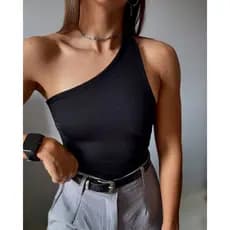 Kit 3 Body Feminino Mula Manca | Alça Única Assimétrica | Tecido Premium | Tamanho (Veste 36 ao 40)
