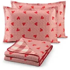 Kit Cobre Leito Colcha Casal Padrão Dupla Face 03 Peças Bouti Macio Várias Estampas