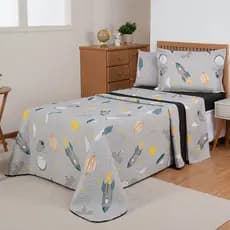 Kit Cobre Leito Solteiro 2 Peças Infantil 200 Fios Dupla Face Cama Box Colcha