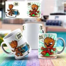 Caneca Porcelana Personalizada Groot Sem Café Com Café