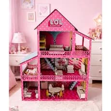 Casinha De Boneca Polly Lol Mdf + 22 Móveis Presente
