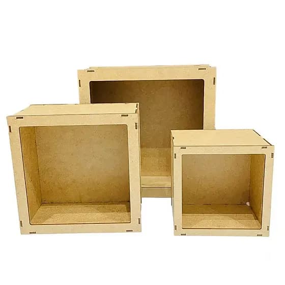 kit Nichos decorativos conjunto com 3 nichos 100% MDF quadrado para Quarto, Sala, Banheiro, Cozinha