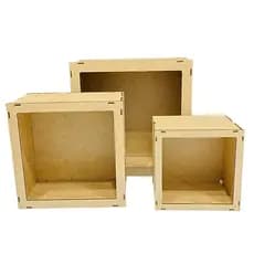 kit Nichos decorativos conjunto com 3 nichos 100% MDF quadrado para Quarto, Sala, Banheiro, Cozinha