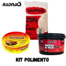 Kit Polimento Automotivo Massa N°2 Tira Risco, Cera Protetora Radnaq e Estopa