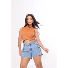 Shorts Jeans Feminino Juvenil Cargo