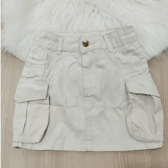 Saia Cargo Jeans Bege Saia Jeans Preta Saia Verde Militar Saia Cinza Feminina Juvenil com Bolso