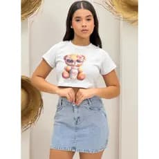 Saia Jeans  Feminina Infantil Juvenil Com Strass
