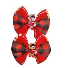Par de Laço Festa Junina Xadrez Vermelho Infantil Bico de Pato Antideslizante Luxo