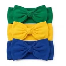 Kit Turbante Bebê Brasil Faixinha Bebê Copa do Mundo Turbante Verde Amarelo Infantil