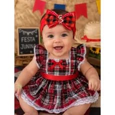 Faixinha bebê festa junina* Laço junino infanti lFaixa bebê xadrez Acessório caipira bebê